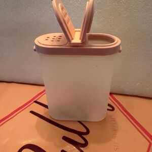 Tupperware Pink and White Flip-Top Container